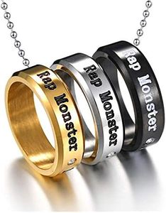 Mshion Rings for Womens Mens, Sports Fan Rings with Stainless Steel Chain for Necklace(Pack of 3), Metal, No Gemstone