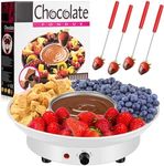 Lallisa Electric Fondue Pot Set, Chocolate Fondue Kit, Electric Fondue Maker, Detachable Serving Trays with 4 Roasting Forks, Gift Set for Date Night House Warming Melting Parties(White)