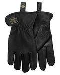 Watson Gloves The Duke Black Winter Glove - Cotton Fleece Lining, Deerskin Leather, Drivers Style with Inset Thumb, Snug-fitting Elastic Wrist, Slip-On Style Cuff, Made in Canada (Medium)