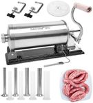 MASTER FENG Horizontal Sausage Stuffer Machine Stainless Steel Sausage Maker Packed with 8 Stuffing Funnels and 1 Silicone Piston 6.0LBS Capacity