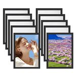 JINXIAN 10 PCS Black Picture Frames Magnetic Photo Pouch A4 Size Self Adhesive Display Frame Large Poster Frames Waterproof Photo frames Multiple Pictures for Documents,Photos,License