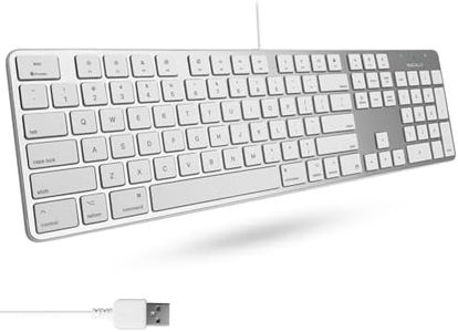 Macally Ultra-Slim USB Wired Keyboard with Number Keypad for Apple Mac Pro, MacBook Pro/Air, iMac, Mac Mini, Laptop Computers, Windows Desktop PC Laptops, Silver (SLIMKEYPROA)