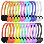 Bulk Headphones 100 Pack Multi Colored for Classroom, Wholesale Headphones Earphones for Kids,Students, Schools, Libraries, Museums, Testing Centers, Hotels (12 Mixed Color)