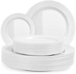 Aya's Cutlery Kingdom 120 White Plastic Plates (Dinner & Salad Plate Combo)