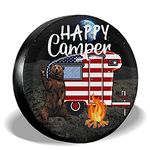 Aomacsi Happy Camper Spare Tire Cover Waterproof Sun Protection for Trailer RV SUV Truck Camper Travel Trailer Accessories (Happy Camper3, 15 Inch)