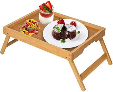 Artmeer Bed Tray Table with Folding Legs,Bamboo Breakfast in Bed for TV Table, Laptop Computer Tray,Eating,Snack Tray(Bamboo)