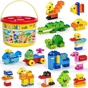 Large Building Blocks, 135 Pieces Kids Toddler Educational Toy Classic Big Size Bricks Building Blocks, 20 Fun Shapes with Reusable Storage Bucket, Compatible Block Construction Toys, STEM Gift Toys