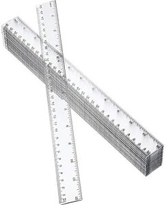 50 Pack Plastic Ruler, 12 Inch Standard/Metric Rulers Straight Ruler Measuring Tool for Student School Office Clear