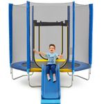 Fulasofia 7FT/10FT Trampoline for Kids with Slide, Safety Enclosure Net, Jumping Mat, Safety Pad and Ladder – Indoor & Outdoor Toddler Trampoline for Garden or Home Use