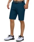 33,000ft Men's Golf Shorts Dry Fit, 11" Lightweight Quick Dry Golf Stretch Bermuda Shorts Performance Casual Shorts with Pockets for Golf Travelling and Wroking, Green Blue 36W