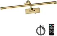 DESOOP Wireless Picture Lights with Remote and Timer Rechargeable Brass Gallery Lighting Battery Operated Art Lights Over Frame Portrait 5W 24'' Inch Warm White