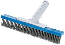 U.S. Pool Supply Professional 10" Stainless Steel Pool Brush with EZ Clip Handle - Durable Bristles, Scrub Remove Calcium Buildup, Rust Stains on Concrete - Sweep Debris from Walls, Floors Steps