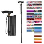 supregear Walking Stick - Adjustable Folding Walking Sticks for Women and Men - Lightweight Portable Collapsible Balancing Aid - Foldable Travel Cane for Ladies Elderly Adults, Black