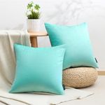 Phantoscope Pack of 2 Velvet Decorative Throw Decorative Pillow Cover Soft Solid Square Cushion Case for Couch Light Turquoise 20 x 20 inches 50 x 50 cm