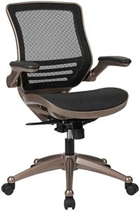 Flash Furniture Mid-Back Transparent Black Mesh Executive Swivel Office Chair with Melrose Gold Frame and Flip-Up Arms, BL-8801X-GG