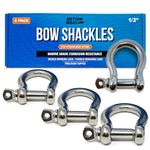 Premium Stainless Steel D Ring Shackles 1/2 inch 3/8, 5/16 or 1/4 Mini Small Bow Shackle or Clevis Anchor Shackle Marine Grade Boat Sailboat Chain Shackel U Bolt Rigging Clasp - 4 PCs 1/2"