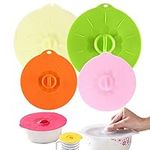 4-Pack Silicone Lids Cover, Medium Size Silicone Suction Lids for Bowls, Pots, Cups and Pans, Heat Resistant and Dishwasher Safe (7.9inch+5.9inch)