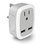 Canada to UK Plug Adapter,UK Ireland Travel Plug Adapter with 2 USB Ports,Power Outlet Wall Charger for USA/Canada to UK England British Singapore and Malaysia