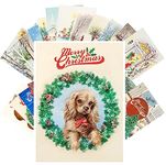 PIXILUV Vintage Postcards (24 pcs 4"x6" each) Cute Animals and Families at Christmas Vintage Christmas Postcards Retro Greeting Card Poster Reprint, CK-6011, Purple