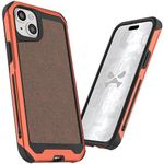 Ghostek Atomic Slim Magnetic iPhone 15 Plus Case, Compatible with MagSafe Accessories, Aluminum Metal Frame, Rugged Heavy Duty (6.7 Inch, Orange with Tan Fabric)