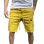 Swimming Shorts Men Leisure Jogging Cargo Cotton Men's Summer Shorts Shorts Vintage Sports Men's Pants Wedding Beach Shorts for Men Yellow, M Mens Swimming Shorts with Zip Pockets Mens Shorts Cargo