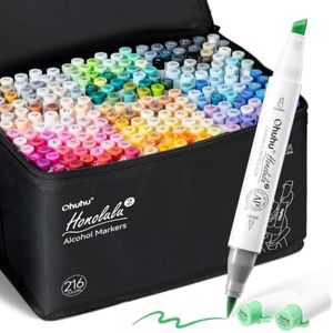 Ohuhu Alcohol Markers 216 Colors Brush&Chisel for Adult Coloring Honolulu 2