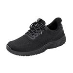 Orthofeet Women's Orthopedic Knit Kita Hands-Free Sneakers, All Black, 9 Wide