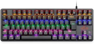 Rii Mechanical Gaming keyboard, RK908 60% Mechanical Keyboard(9 Backlight Modes) Blue Switches with 7 Color 88 Keys for PC Windows Mac keyboard-UK Layout