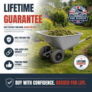 Agri Barrow 200L Plastic Wheelbarrow – Puncture Proof Twin Tyres, Green