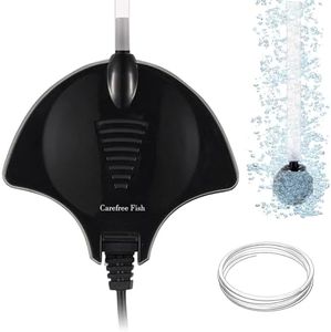 Carefree Fish Manta Ray 1.5W Mini Air Pump with Accessories Tube and Tiny Air Stone Quiet Aerator Kit for Fish Tank 0.5-15 Gallon Fish Bowl Oxygen Pump