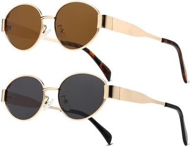 Musivon Occhiali da sole ovali per donne e uomini, occhiali da sole retrò classici con montatura in metallo, polarizzati, protezione UV400, nero e marrone.