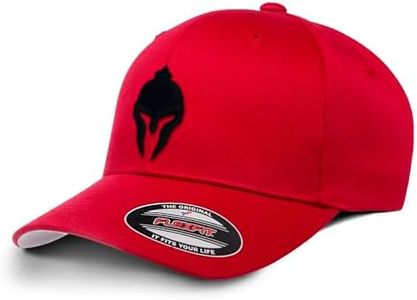 Dion Wear Men's Baseball Cap Spartan Warrior, Mid Profile, Red Hat with Black, Large/X-Large