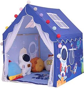 YOIKO Kids Play Tent for Boys, Large Toddlers Tent Indoor and Outdoor Playrooms, Children's Game Astronaut Space World Playhouse Gift Toys, Kids Castle Large Fairy Playhouse Tent with Lighted Balls