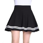 RICHIROBINS Girls Kids Skater Skirts with Attached Inner Shorts (3 Years - 14 Years) (11 Years - 12 Years, Black Border Lines)