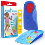 Footlogics Fun Kids Orthotic Shoe Insoles with Arch Support for Children’s Heel Pain (Sever’s Disease), Growing Pains, Flat Feet - Children’s, Pair (Toddler 8-10, 3/4 Length - Blue)