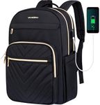 VANKEAN 15.6 Inch Laptop Backpack for Women Men Work Laptop Bag Fashion with USB Port, Waterproof Purse Backpacks Teacher Nurse Stylish Travel Bags Casual Daypacks for School, College, Business, Black