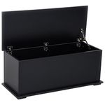 HOMCOM Wooden Chipboard Storage Box Chest with Lid Home Office Organiser 100 x 40 x 40 cm - Black