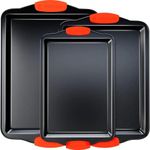 Premium Non-Stick Baking Sheets Set of 3 - Deluxe BPA Free, Easy to Clean Racks w/ Silicone Handles - Bakeware Pans for Cooking Baking Roasting - Lets You Bake The Perfect Cookie or Pastry Every Time