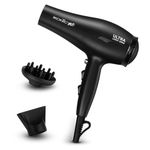 Ikonic Ultralight Professional Hair Dryer 2000 Watts with Nozzle, Diffuser, Hot and Cold Air Feauture, 2 Speed 3 Heat Settings with Cool Shot,Hanging Loop,For both Men and Women, Sutiable for all Hair Types, Black