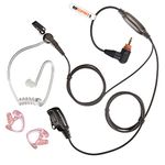 Compatible with Motorola SL300 SL1600 SL2600 SL4000 SL4010, SL4010e TLK100 TLK110 SLN1000 Earpiece Headset Two Wire Covert PTT Microphone with long cabling - PLUS a pair of earmoulds