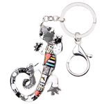 WEVENI Enamel Alloy Lizard Gecko Keychain Charms Jewelry For Women Girls Bag Car Wallet (Grey)