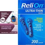 ReliOn Ultra-Thin Lancets, 30-Gauge, for Sensitive Fingers, 200 Ct Bundle with Exclusive "Look After Your Diabetes" - Better Idea Guide (2 Items)