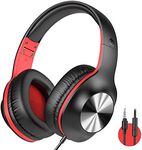 iClever HS18 Over Ear Headphones with Microphone - Lightweight Stereo Headphones, Adjustable Foldable Wired Headphones with 3.5mm Jack for Online Class/Meeting/PC/Phone/Computer