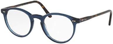 Ralph Lauren PH2083 5276 48M Blue Transparent Round Eyeglasses For Men+ BUNDLE With Designer iWear Eyewear Kit