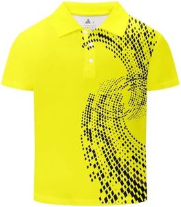 SECOOD Boys Short Sleeve Pique Polo Shirts Summer Casual Uniform Sport Tops for 6-16 Years Fluorescent Yellow