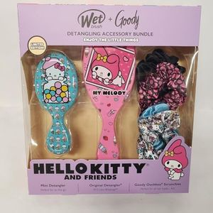 Wet Brush + goody detangling accessory bundle- limited edition- Hello Kitty and friends brush set with scrunchies