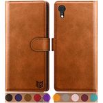 SUANPOT for iPhone XR 6.1” RFID Blocking Wallet case Credit Card Holder,Flip Book PU Leather Phone case Shockproof Cover Cellphone Women Men for Apple iPhone 10R case Wallet (Light Brown)