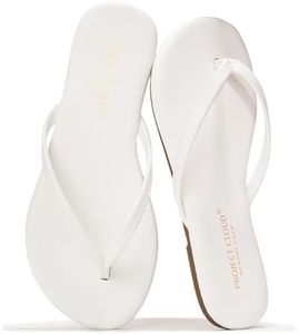 Project Cloud Leather Girls Sandals - Memory Foam Insole Kids Flip Flops - Lightweight & Slip Resistant Kids Sandals for Girls Footwear Summer Essentials (LittleFoundations,WHITPU,13)