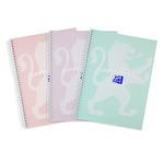 Oxford Campus A4 Notebook, Wirebound, Lined, 140 Pages, Assorted Pastel Colours, Pack of 3, Thick White Optik+ Paper