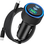 [Apple MFi Certified] iPhone 17 Car Charger Fast Charging, KYOHAYA 3-Port 67W PD/QC Car Power Adapter USB-C Charger Cigarette Lighter + Type-C Braided Cord for iPhone 17/17 Pro/16 Pro/15/Galaxy/Pixel